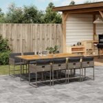 Vidaxl ensemble a manger de jardin 9 pcs coussins gris r�sine tress�e