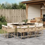 Vidaxl ensemble a manger de jardin et coussins 11 pcs beige poly rotin