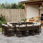 Vidaxl ensemble a manger de jardin et coussins 11 pcs marron rotin