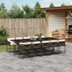 Vidaxl ensemble a manger de jardin et coussins 11 pcs marron rotin