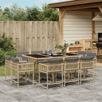 Vidaxl ensemble a manger de jardin et coussins 11 pcs m�lange beige