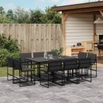 Vidaxl ensemble a manger de jardin avec coussins 11 pcs noir textilène Vidaxl ensemble a manger de jardin avec coussins 11 pcs noir textilène