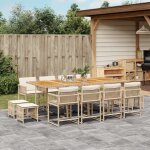 Vidaxl ensemble a manger de jardin et coussins 13 pcs beige