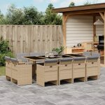 Vidaxl ensemble a manger de jardin coussins 13 pcs m�lange beige rotin