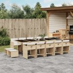 Vidaxl ensemble a manger de jardin et coussins 15 pcs beige