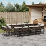 Vidaxl ensemble a manger de jardin avec coussins 15 pcs marron rotin