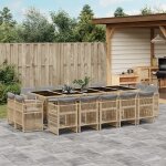 Vidaxl ensemble a manger de jardin et coussins 15 pcs m�lange beige