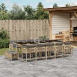 Vidaxl ensemble a manger de jardin et coussins 15 pcs m�lange beige