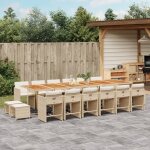Vidaxl ensemble a manger de jardin et coussins 17 pcs beige Vidaxl ensemble a manger de jardin et coussins 17 pcs beige