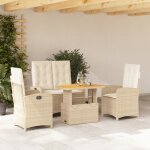 Vidaxl ensemble a manger de jardin coussins 4 pcs beige r�sine tress�e