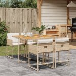 Vidaxl ensemble a manger de jardin avec coussins 5pcs beige poly rotin
