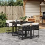 Vidaxl ensemble a manger de jardin coussins 5pcs noir r�sine tress�e