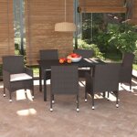 Vidaxl ensemble a manger de jardin et coussins 7 pcs marron poly rotin Vidaxl ensemble a manger de jardin et coussins 7 pcs marron poly rotin