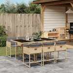 Vidaxl ensemble a manger de jardin coussins 7 pcs m�lange beige rotin