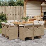 Vidaxl ensemble a manger de jardin et coussins 9 pcs beige poly rotin Vidaxl ensemble a manger de jardin et coussins 9 pcs beige poly rotin