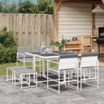 Vidaxl ensemble a manger de jardin avec coussins 9 pcs blanc textilne