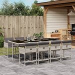 Vidaxl ensemble a manger de jardin et coussins 9 pcs gris clair rotin