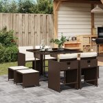 Vidaxl ensemble a manger de jardin et coussins 9 pcs marron poly rotin Vidaxl ensemble a manger de jardin et coussins 9 pcs marron poly rotin