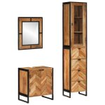 Vidaxl ensemble de meubles salle de bain 3 pcs fer et bois d'acacia