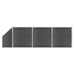 Vidaxl ensemble de panneau de clture wpc 619x(105 - 186) cm noir