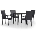 Vidaxl ensemble de salle a manger d'ext�rieur 5 pcs noir