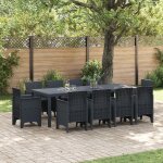 Vidaxl ensemble de salle a manger de jardin de 11 pi�ces avec coussins anthracite rattan synth�tique