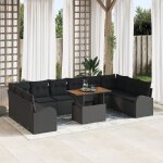 Vidaxl ensemble de salle a manger de jardin 11 pi�ces avec coussins en rotin synth�tique noir
