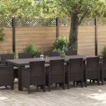 Vidaxl ensemble de salle a manger de jardin 13 pi�ces avec coussins marron poly osier, table de jardin ...