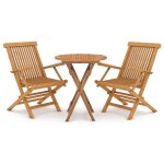 Vidaxl ensemble de salle a manger de jardin 3 pcs bois de teck massif