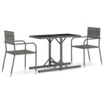Vidaxl ensemble de salle a manger de jardin 3 pcs gris