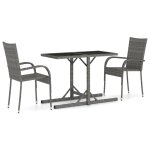 Vidaxl ensemble de salle a manger de jardin 3 pcs gris