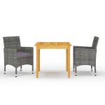 Vidaxl ensemble de salle a manger de jardin 3 pcs gris