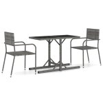 Vidaxl ensemble de salle a manger de jardin 3 pcs gris