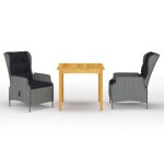 Vidaxl ensemble de salle a manger de jardin 3 pcs gris clair