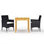 Vidaxl ensemble de salle a manger de jardin 3 pcs noir