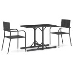 Vidaxl ensemble de salle a manger de jardin 3 pcs noir