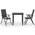 Vidaxl ensemble de salle a manger de jardin 3 pcs noir
