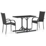 Vidaxl ensemble de salle a manger de jardin 3 pcs noir