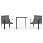 Vidaxl ensemble de salle a manger de jardin 3 pcs rsine tresse gris