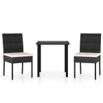Vidaxl ensemble de salle a manger de jardin 3 pcs rsine tresse noir