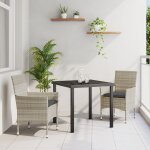 Vidaxl ensemble de salle a manger de jardin 3 pièces avec coussins en rattan synthétique gris clair, ... Vidaxl ensemble de salle a manger de jardin 3 pièces avec coussins en rattan synthétique gris clair, ...