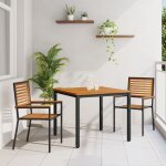 Vidaxl ensemble de salle a manger de jardin 3 pi�ces noir poly rattan acacia, vidaxl chaises empilables ...