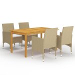 Vidaxl ensemble de salle a manger de jardin 5 pcs beige Vidaxl ensemble de salle a manger de jardin 5 pcs beige