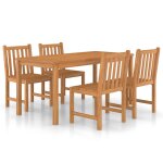Vidaxl ensemble de salle a manger de jardin 5 pi�ces 160 x 80 cm en bois de teck massif