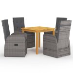 Vidaxl ensemble de salle a manger de jardin 5 pcs gris