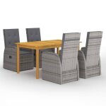 Vidaxl ensemble de salle a manger de jardin 5 pcs gris