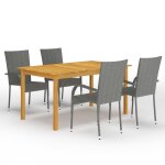 Vidaxl ensemble de salle a manger de jardin 5 pcs gris