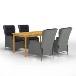 Vidaxl ensemble de salle a manger de jardin 5 pcs gris clair