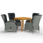 Vidaxl ensemble de salle a manger de jardin 5 pcs gris clair