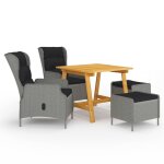 Vidaxl ensemble de salle a manger de jardin 5 pcs gris clair